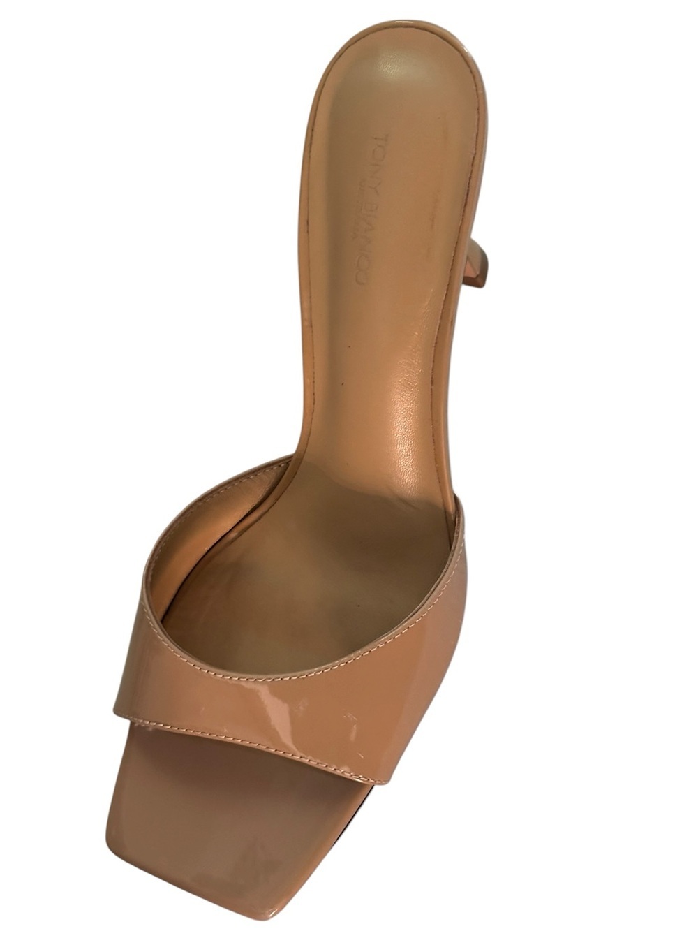 Tony Bianco Nude Patent Slide Mule Heel - Picture 5 of 8